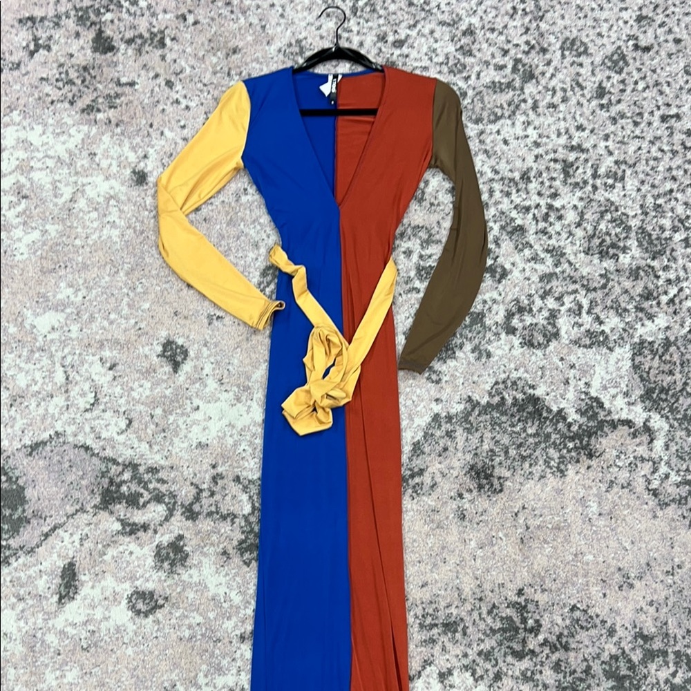 Colorful Long Sleeve Maxi Dress